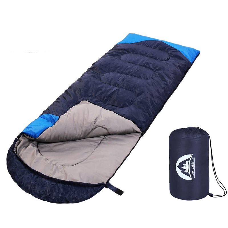 SWTMERRY Sleeping Bag 3 Seasons (Summer, Spring, Fall) Warm & Cool Weather - Lightweight,Waterproof Indoor & Outdoor Use for Camping Hiking, Backpacking and Survival (Navy Blue) - Image 1